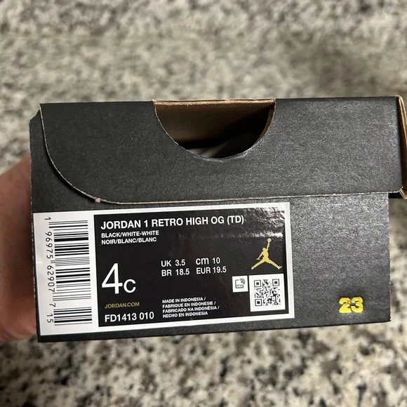 Jordan 1 Retro High OG (TD) - Black/White-White NIB. Never even tried on. - Picture 11 of 11